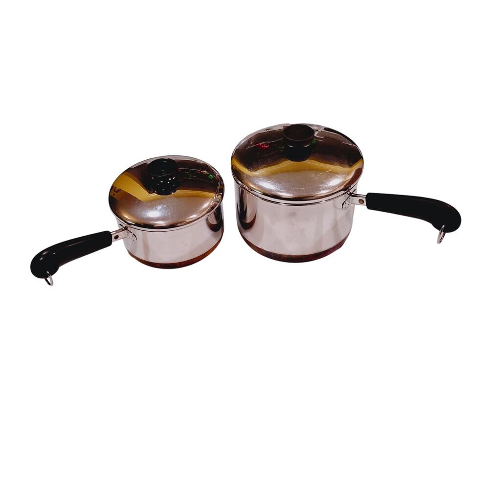 Vintage Revere Ware 1801 Made in USA Copper Bottom 1.5 Qt 3Qt Pots w Lids